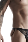 Jock strap noir wetlook et résille - Regnes Jock strap noir wetlook et résille - Regnes